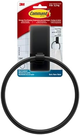 Matte Black Command Hand Towel Holder 5 lbs Capacity