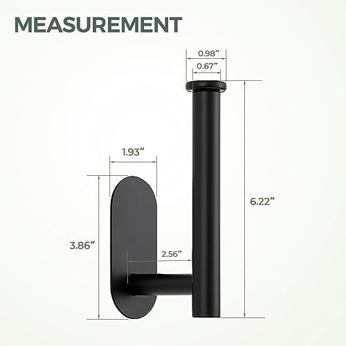 JOY DECOR 1-Pack Adhesive Toilet Roll Holder Stand - Matte Black