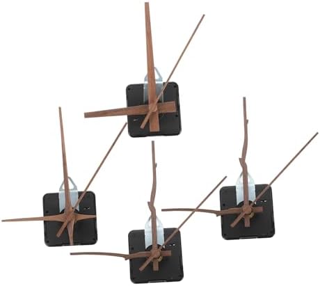 Sturdy Clock Mechanism Kit 4 Sets - Walnut Wood Hands