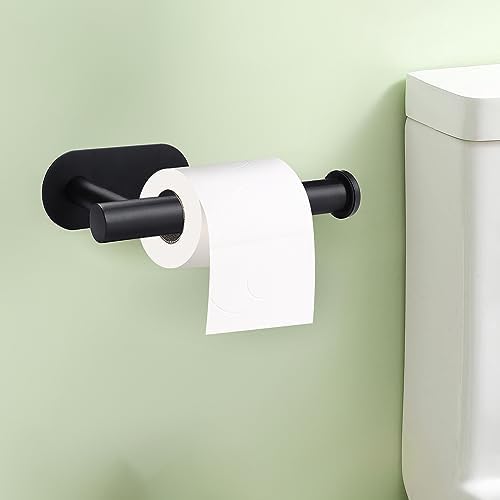 JOY DECOR 1-Pack Adhesive Toilet Roll Holder Stand - Matte Black