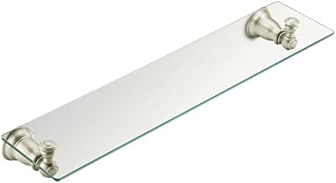 Warmask 20-Inch Wx5-Inch D Vanity Glass Shelf in Brushed Nickel