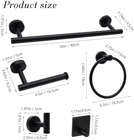 Matte Black 14-Piece Bathroom Hardware Set