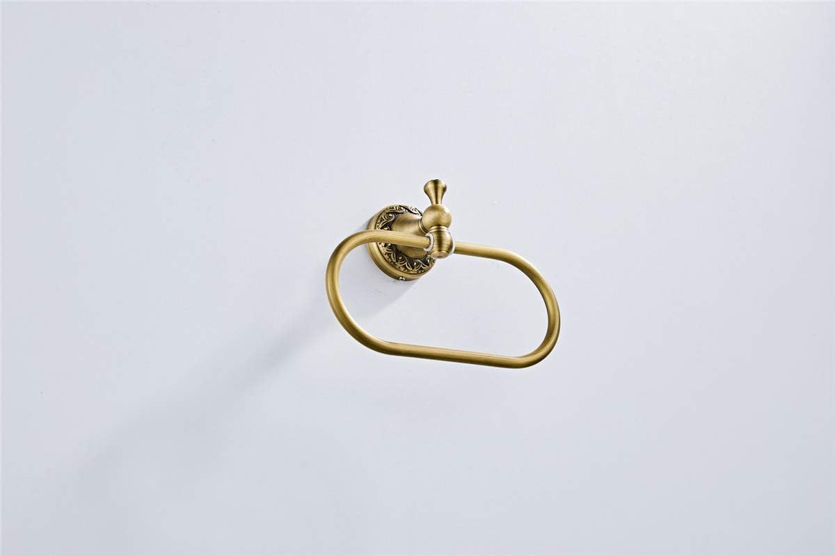 Flybath Oval Towel Ring Antique Brass Exquisite Pattern Carving