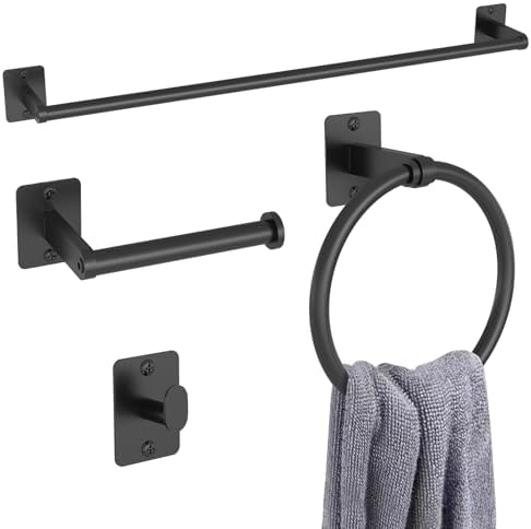 Sturdy 4-Piece Bathroom Hardware Set with Matte Black Finish