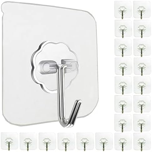 Adhesive Wall Hooks 22lb Max Transparent Reusable Anti-Skid Traceless Heavy Duty