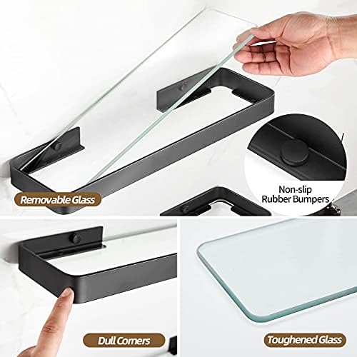 VOLPONE Tempered Glass Bathroom Shelf - Rustproof Durable