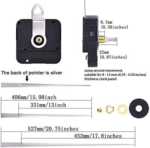 Hicarer High Torque Clock Movement with Smooth Silver Hands for Replacement