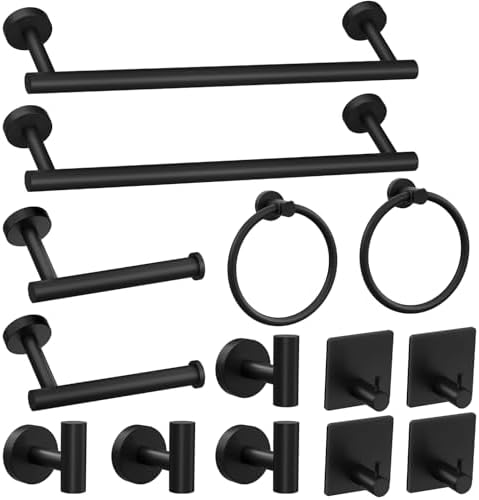 Matte Black 14-Piece Bathroom Hardware Set
