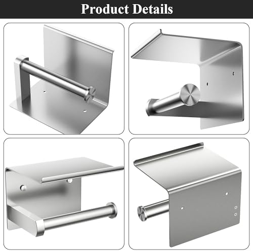 Stainless Steel Toilet Paper Holder with Phone Shelf