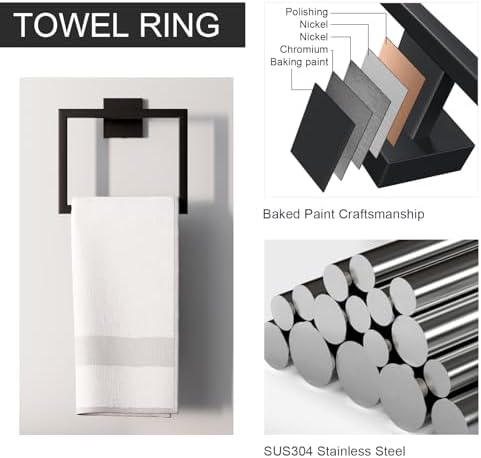 Matte Black 5-Piece Bathroom Accessories Set Durable SUS304 Steel