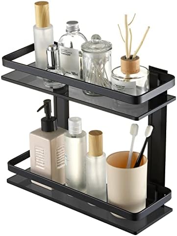 KES 2-Tier Black Glass Shelf
