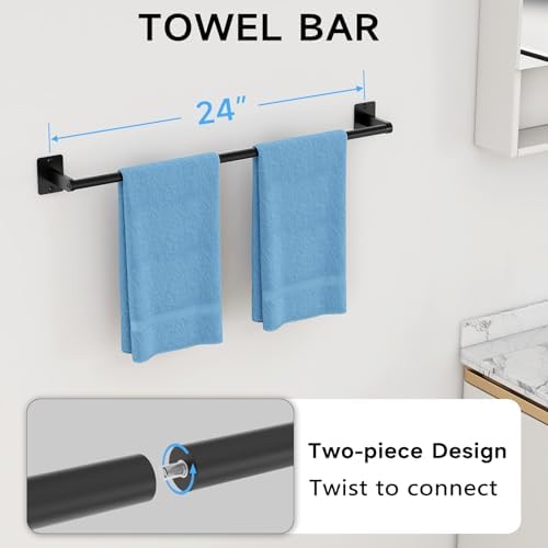 Sturdy 4-Piece Bathroom Hardware Set with Matte Black Finish