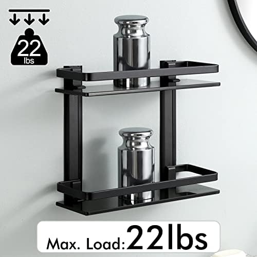 KES 2-Tier Black Glass Shelf