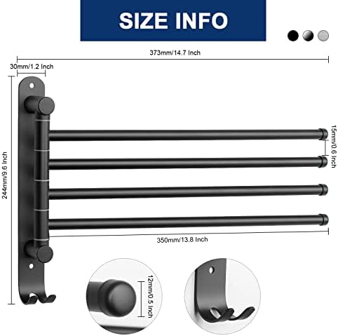 Sturdy 4-Arm Swivel Towel Rack for Bathroom Kitchen