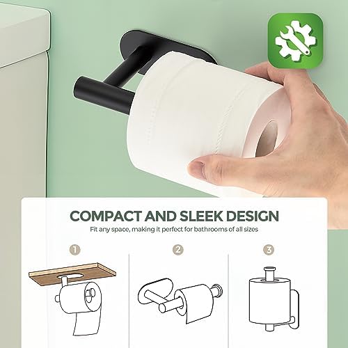 JOY DECOR 1-Pack Adhesive Toilet Roll Holder Stand - Matte Black