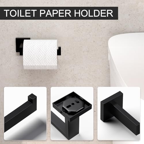 Matte Black 5-Piece Bathroom Accessories Set Durable SUS304 Steel