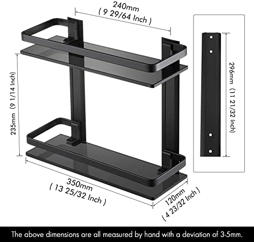 KES 2-Tier Black Glass Shelf