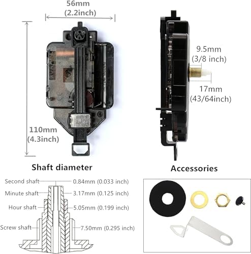 Versatile Pendulum Clock Movement with 3 Replacement Hands