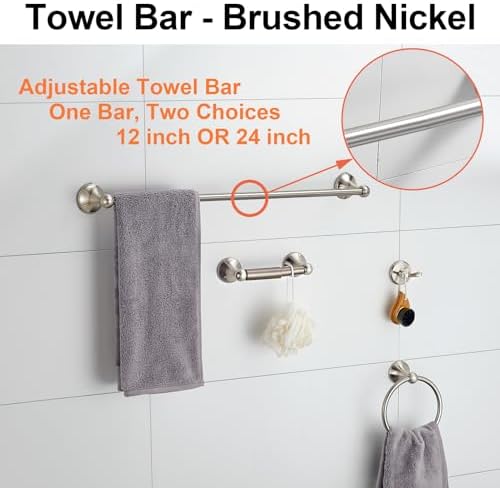 BGL 4-Piece Bathroom Set Adjustable Towel Bar Wall-Mounted Design