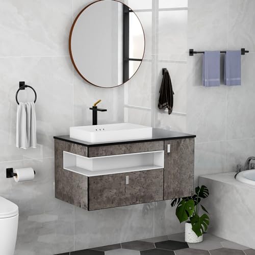 Sturdy 4-Piece Bathroom Hardware Set with Matte Black Finish