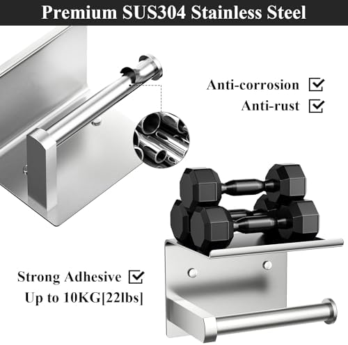 Stainless Steel Toilet Paper Holder with Phone Shelf