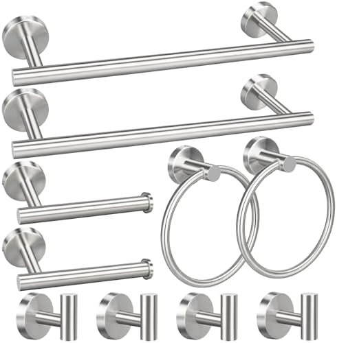 Complete 10-Piece Bathroom Hardware Set Modern Brushed Nickel Design