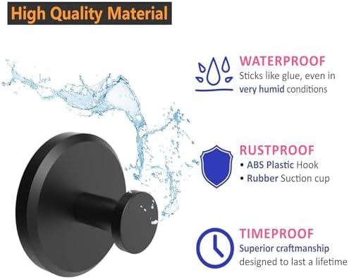 Sturdy Suction Cup Hooks for Towels Robes No Drilling Design Stainless Steelombo