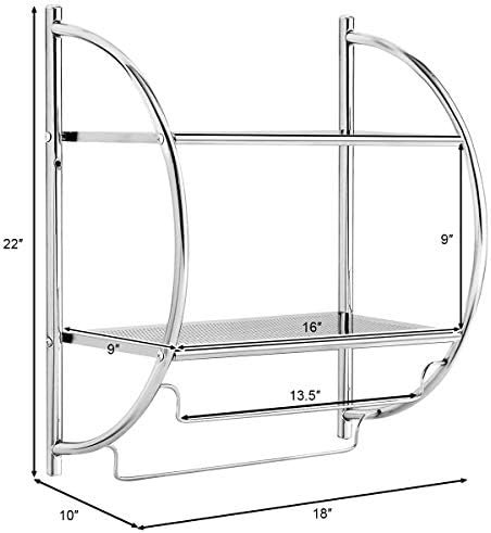 Stylish Rustproof 2-Tier Wall-Mounted Bathroom Shelf