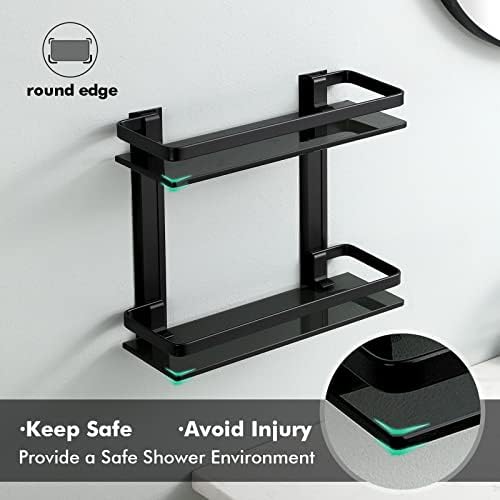 KES 2-Tier Black Glass Shelf