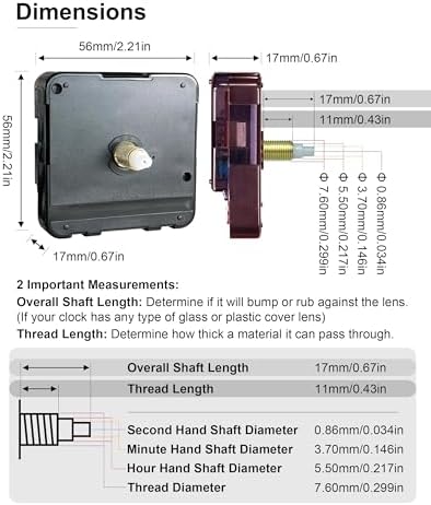 Black Modern Arm Clock Kit 11mm Motor Set
