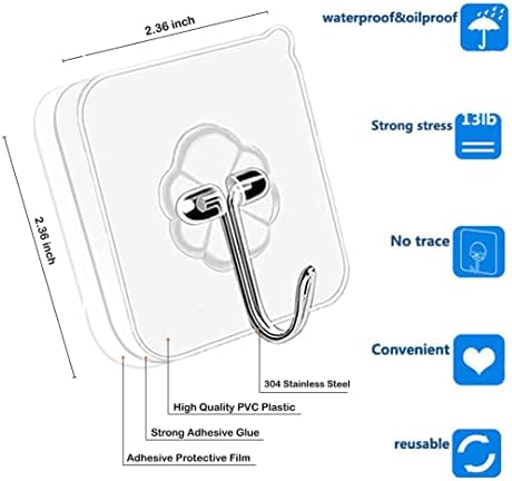 Sturdy Adhesive Hook Set for Kitchen Bathroom Use