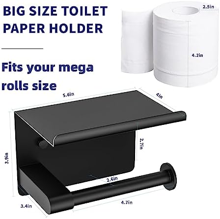 Sturdy Black Toiletries Holder with Mega Roll Fit