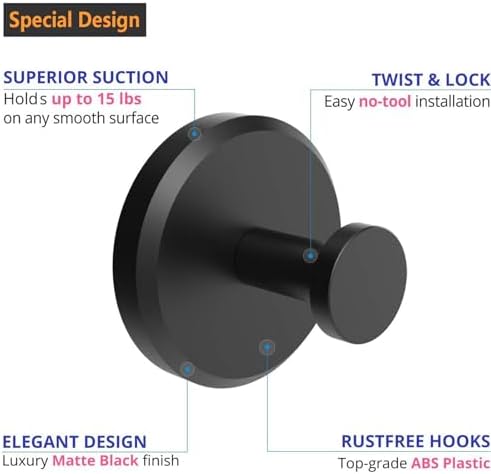 Sturdy Suction Cup Hooks for Towels Robes No Drilling Design Stainless Steelombo