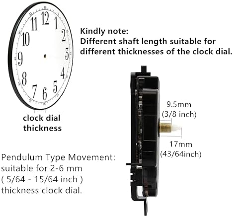 Versatile Pendulum Clock Movement with 3 Replacement Hands