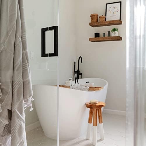 Wall-Mounted Floating Shelves for Bathroom Rustic Brown Set of 2