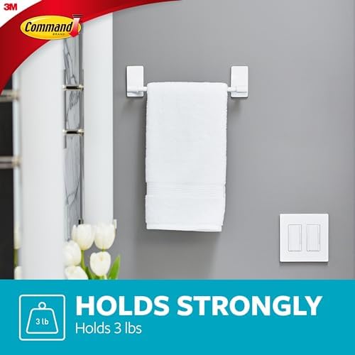 Command Hand Towel Bar Durable Bathroom Fixture 9 in Bar Length