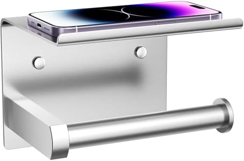 Stainless Steel Toilet Paper Holder with Phone Shelf