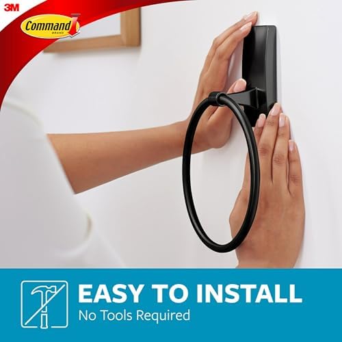 Matte Black Command Hand Towel Holder 5 lbs Capacity