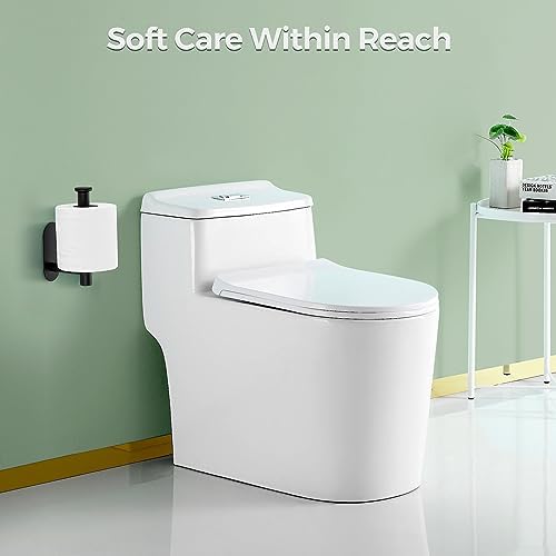 JOY DECOR 1-Pack Adhesive Toilet Roll Holder Stand - Matte Black