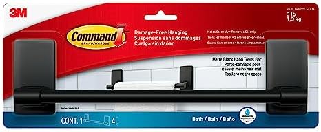 Command Hand Towel Bar Durable Bathroom Fixture 9 in Bar Length