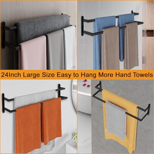 Double Towel Bar for Bathroom - Stainless Steel Wall-Mounted Towel Holder