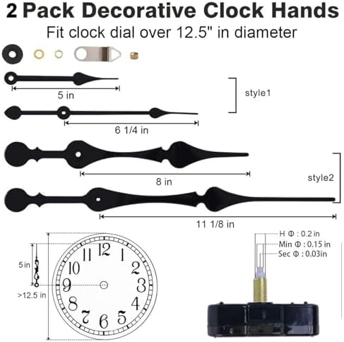 Precision Clock Movement Mechanism with High Torque 11-Inch Spade Hands