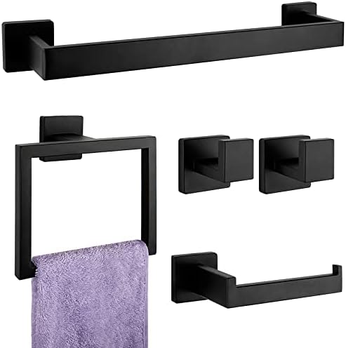 5-Piece Stainless Steel Bathroom Towel Bar Set for Wall-Mounted Use