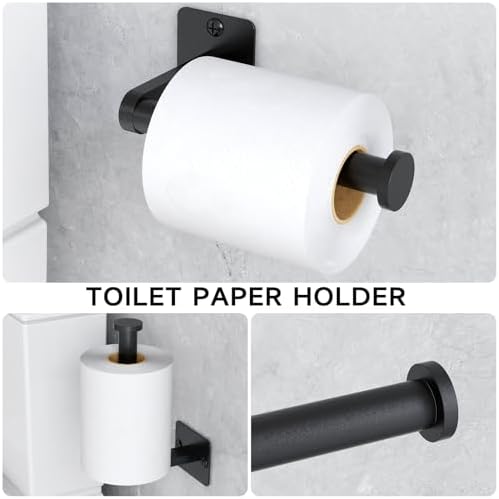 Sturdy 4-Piece Bathroom Hardware Set with Matte Black Finish
