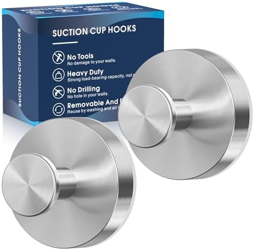 MOTAIPEAK Suction Cup Shower Hooks 2PK Silver