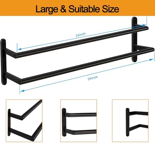 Double Towel Bar for Bathroom - Stainless Steel Wall-Mounted Towel Holder