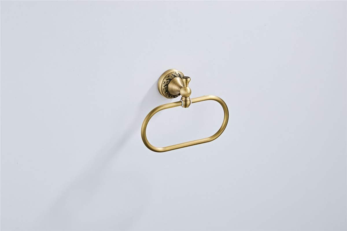 Flybath Oval Towel Ring Antique Brass Exquisite Pattern Carving