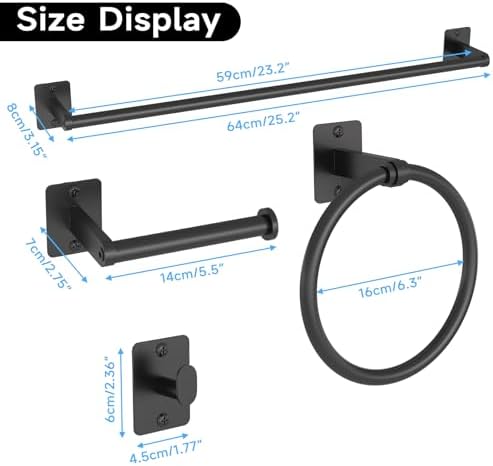 Sturdy 4-Piece Bathroom Hardware Set with Matte Black Finish