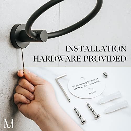 Marmedolux ACC Matte Black Towel Ring - Durable Sturdy Home Kitchen Bathroom Towel Holder