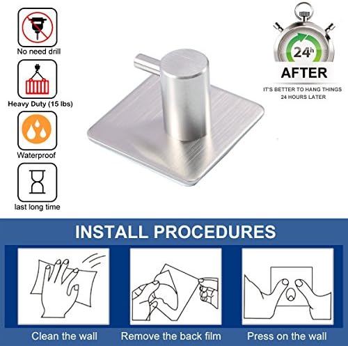 Sturdy Durable Adhesive Hooks for Bathroom Bedroom Storage